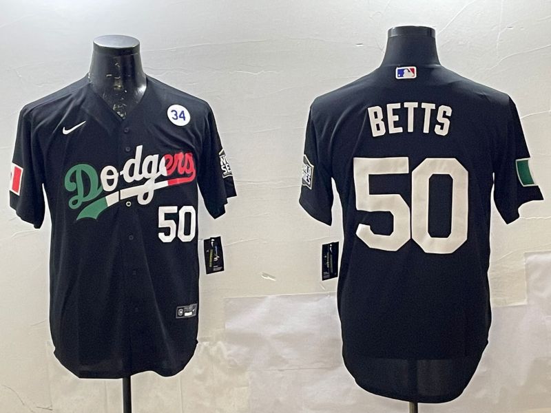 Men Los Angeles Dodgers #50 Betts Black Game 2025 Nike MLB Jersey style 2263